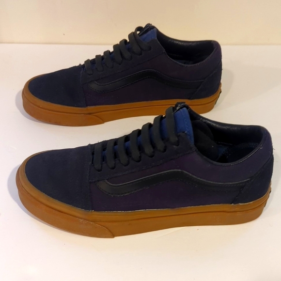 Vans Navy Suede Elastic Lace Gum Sole Sneakers Size 6.5 - Picture 4 of 11